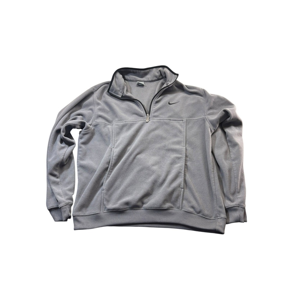 Vintage Y2K Nike Fleece Quarter Zip Pullover Mens Large Gray Mock Neck